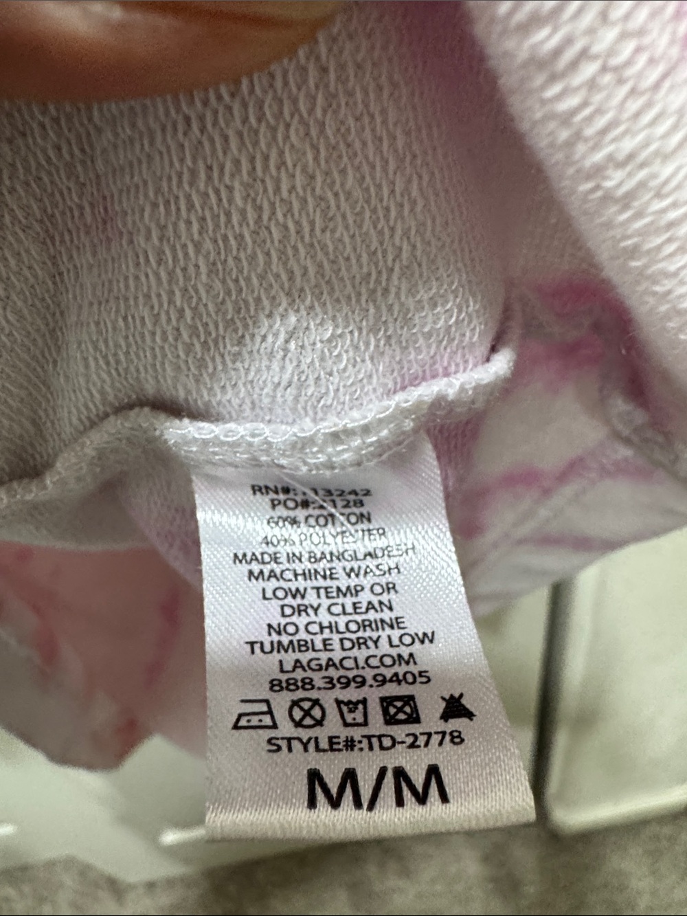 Lagaci Hawaii Aloha Tie Dye Hoodie Size M Pink White Lightweight - Picture 4 of 7